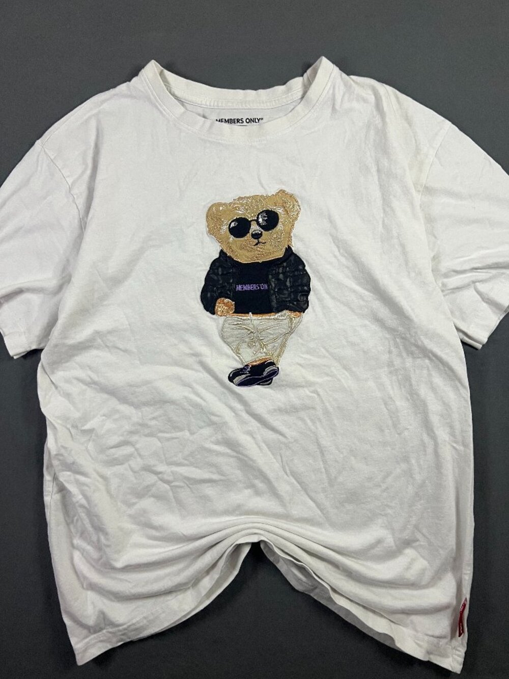 Members Only Tshirt Bear Embroidered Men’s Exrta Large White Tee Streetwear Rare